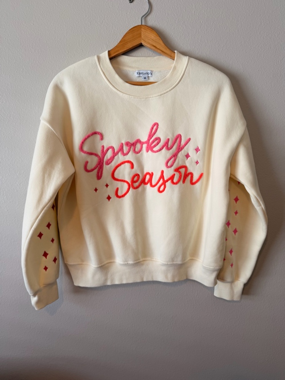 Kirklands home women’s cream Crewneck Sweatshirt with Pink 'Spooky Season'